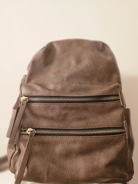 Madison West Brown Faux Leather Backpack